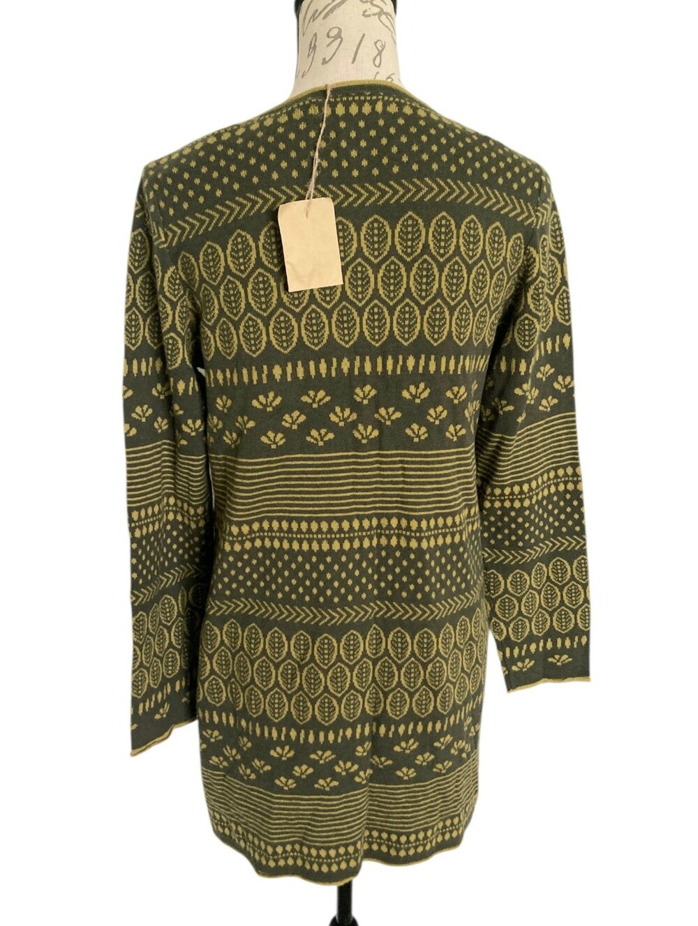 Gudrun Sjoden Green Leaf long Cardigan sweater S Organic Cotton Wool Boho Nwt - Picture 13 of 15
